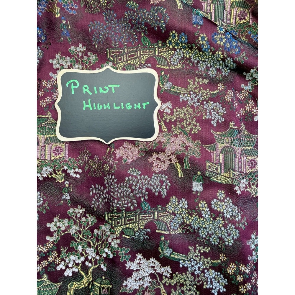 Vintage Ying Tai Co Smoking Jacket Purple Silk Brocade Village Scenes 46 B 1940s - Picture 5 of 16